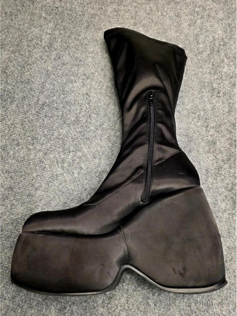 Forever 21 Satin Black Platform Boots Y2K Sz 7.5